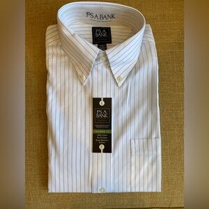 NWT Jos. A Bank Traveler Blue Striped Tailored Fit Button Down SZ 16-34 NWT